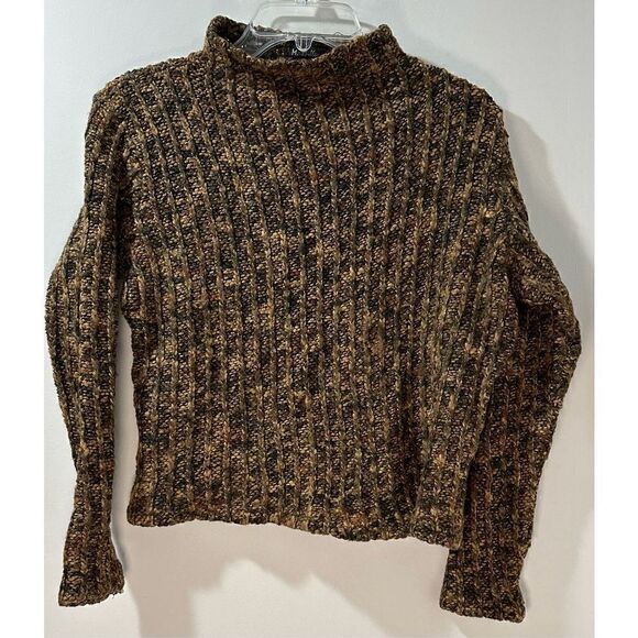 M Miller women’s brown tweed long sleeve cropped sweater size Medium  #35-0897 - Picture 1 of 3